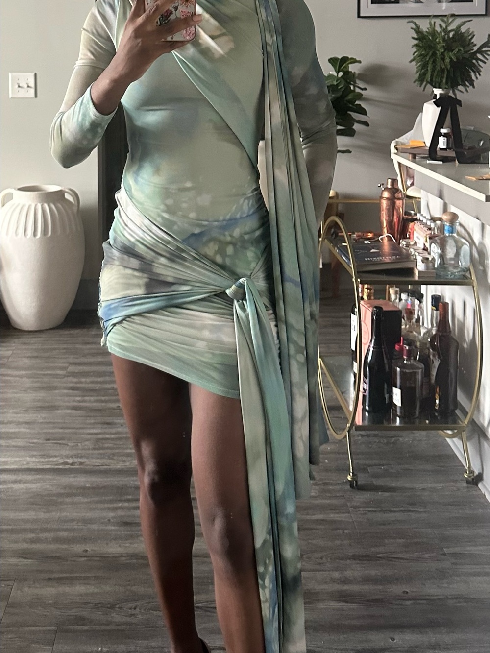 Asos Draped Mini Dress in Green Size 2
